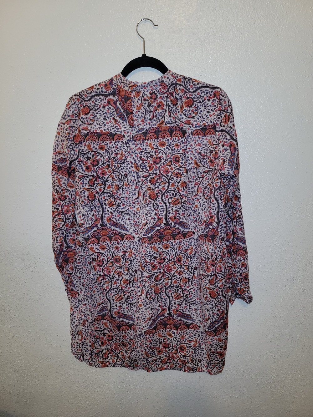 Pacific & Rose Elizabeth James Bird Floral Block Print Cotton Tunic Blouse L/XL - Picture 4 of 6